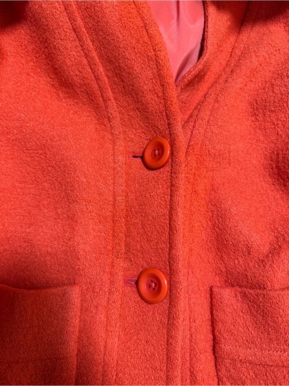 Doncaster Orange Wool Blend Jacket Size 12 Two Button Patch Pockets - Picture 9 of 11